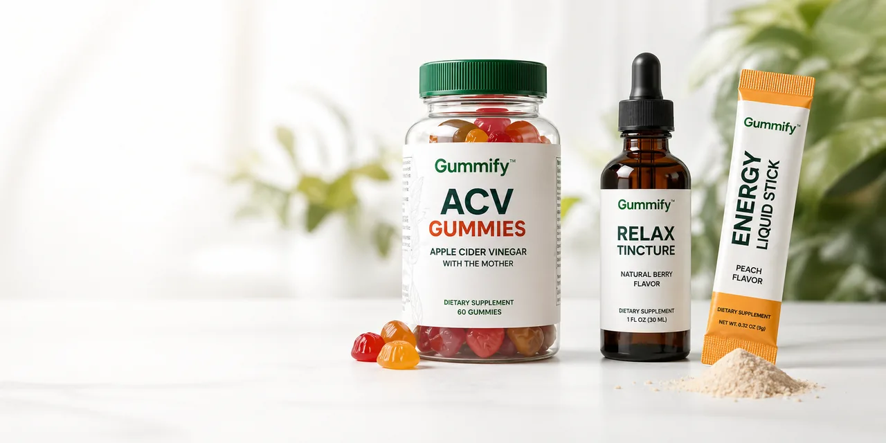 Gummify gummies, tincture, and one stick pack product mockups
